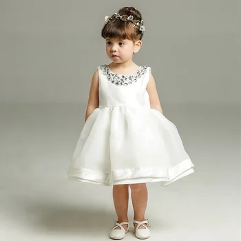 0-2 anos de Bebê Vestido Infantil Criança Festa de Casamento Vestido de Branco, a Princesa Vestido de baile de Aniversário de Vestir Meninas de Vestido da Menina de Flor