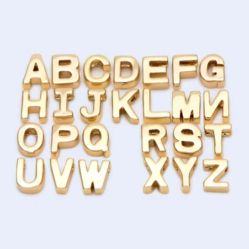 10pcs Ouro Alfabeto Encantos de 6mm, Letra em inglês de Pérolas, em Ouro de 18K, Banhado a Bronze, Você Escolhe a Letra (GB-1927)