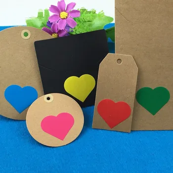 1200PCS/Lote 3.5x2.8cm de Moda em forma de coração 5colour Etiquetas de papel de vedação Adesivos de embalagens Para Jóias/Caixa de/gift/carro/envelope