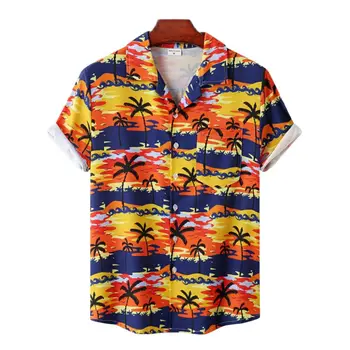 16 Cores de Camisa Havaiana Para Homens Moda Verão Impressão 3d Casual Homens Blusa de Manga Curta Soltas de Praia Vestuário Masculino