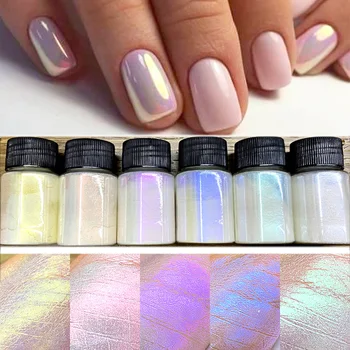 1Box Aurora Unhas de Glitter Brilho Transparente Mergulhando em Pó 20g de Espelho Sereia Efeito Chrome Pigmento de Pó Manicure Decoração#FA54-2*