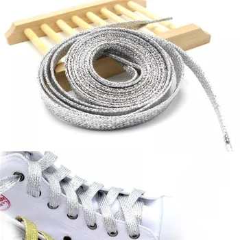 1Pair Moda Glitter, Cadarços Coloridos Televisão cordões de sapatos para o Atlético Sapatilhas Sapatos de Inicialização 110 CM de comprimento Atacador Cadeias de caracteres