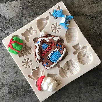 1pc Natal Cervos Elk Boneco de neve molde de Silicone fondant molde de decoração do bolo de ferramentas de chocolate gumpaste molde