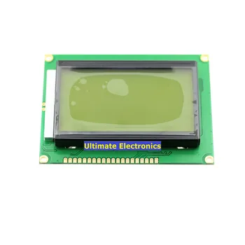 1pcs Amarelo verde tela 12864 tela LCD 5V preto tipo de letra com fonte Chinesa com luz de fundo ST7920