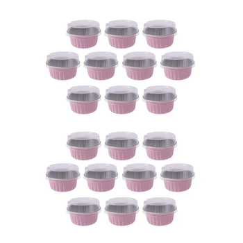 200Pcs 5 oz 125Ml Descartáveis Cake Baking Cups Muffin Forros Copos Com Tampas de Alumínio Cupcake Baking Cups-cor-de-Rosa