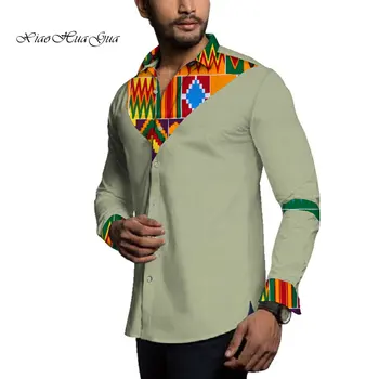 2020 Africana Camisa de Homens de Camisa de Manga Longa colcha de Retalhos-se Dashiki, Tops Homens Africanos Camisa de Impressão Africen Homens Office Merdas Roupas WYN651