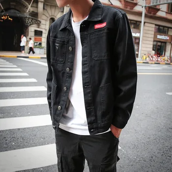 2022 Atacado Adolescentes Homens Japoneses de Vestuário de trabalho Jaqueta coreano The Loose Juventude Negra Jaqueta Jeans masculina Casual Superior Roupas