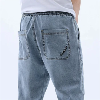 2022 Moda Jeans Homens Casual Calças De Harém Primavera, Outono Cintura Elástica Conforto Calças Soltas Masculino Lavado Carga Calças Jeans