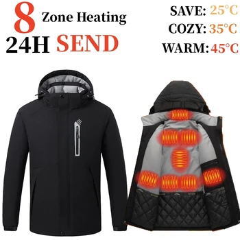 2022 o Revestimento dos Homens de Casaco de Inverno Para Homens Warm Coats USB 8 Área Aquecida Jaqueta Blusão Permeável ao ar livre Colete de Esportes Para Camping