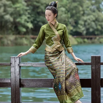 2023 Tailândia vestido de fotografia de dança mulheres elegantes roupas tradicionais de viagem vestido performance no palco do festival de traje a323