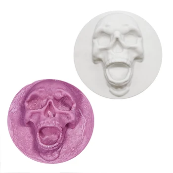 3D do Crânio de Silicone Moldes de Chocolate Halloween Crânio em Forma de Molde de Silicone de Chocolate do Molde de Diy Ferramentas de Cozimento do Bolo de Mousse de Molde