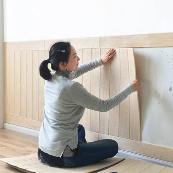 3D madeira papel estéreo de parede afixada no PLANO de fundo da saia do papel de parede da sala de estar papel de parede impermeável da parede decoração quarto