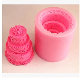 3D mini bolo em forma de vela de silicone sabão molde & fondant de decoração do Bolo de moldes de Alta qualidade Artesanal de sabão molde Não.L003