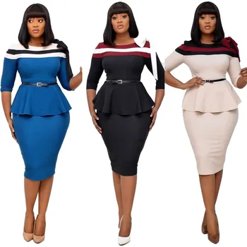 3XL Plus Size Africano Vestido Para as Mulheres 2020 Casual Slim colcha de Retalhos de Cores Midi Vestidos Elegantes, Sexy Vestido de festa Longo, África do Vestuário
