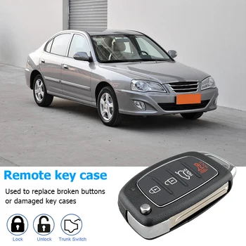 4-Botão Flip Key Fob Caso com Uncut a Substituição da Lâmina para Hyundai Santa Fe Sonata Shell Capa Chave do Carro Acessórios