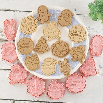 8 Pcs/Set DIY Cartoon Biscoito Molde de Natal Cookie Cortadores de Plástico ABS de Cozimento Molde Cookie Ferramentas de Decoração do Bolo de Ferramentas