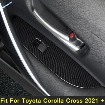 A Porta do carro Braço Painel de Lidar Titular da Janela Interruptor com Botão de Decoração de Capa de Guarnição ABS Ajuste Para Toyota Corolla Cruz 2021 2022