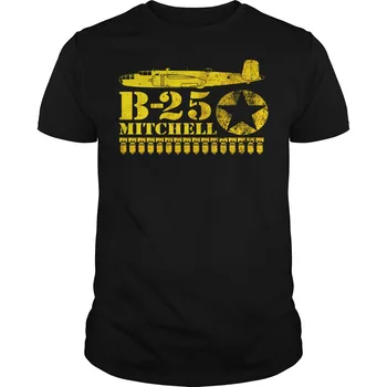 A segunda guerra mundial Força Aérea dos EUA B-25 Mitchell Bombardeiro T-Shirt. Manga curta 100% Algodão Casual T-shirts Solta Top Tamanho S-3XL