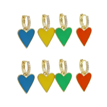 alta qualidade da moda das mulheres de jóias arco-íris de doces coloridos do coração do esmalte charme brinco