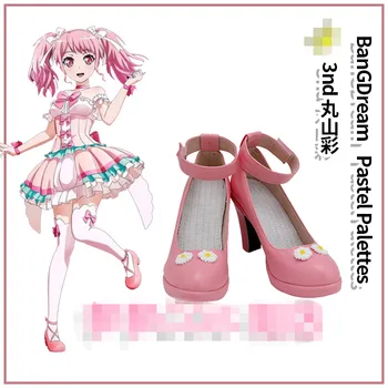 Anime cosplay sapato BanG Sonho de sapato em tons pastel paletas de Maruyama Aya cor-de-Rosa única lolita sapato