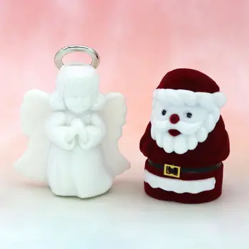 Anjo Do Natal De Papai Noel Veludo Jóias De Embalagem De Presente Caixa De Anel Brinco Colar Amuleto De Armazenamento De Exibição Titular Atacado