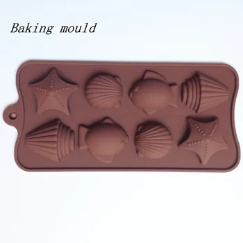 Atacado molde de Silicone B093 Shell de estrela-do-mar peixes tropicais forma de Chocolate do molde molde de bolo Fondant de Cozimento do molde