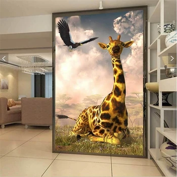 beibehang papel de parede 3D papel de Parede Personalizado Fresco Adesivo de Parede-Girafa Águia de Entrada de papel de parede de Sala de TV 3d Paisagem