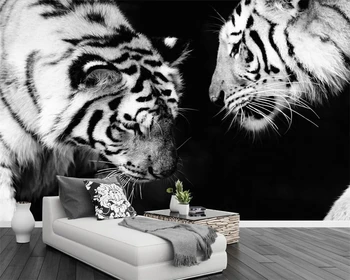 Beibehang papel de parede Personalizado preto-e-branco Tigre PLANO de fundo, paredes animal moderno e minimalista, sala de estar, quarto, papel de parede 3d