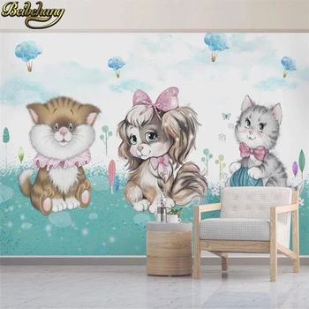 beibehang personalizado Nórdicos fresco, gato crianças sofá da sala de TV de fundo, papéis de parede para decoração sala de estar papel de parede para quarto de paredes