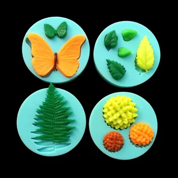 Borboleta de Flor Formas de Folha 3D Silicone Bolo Fondant de Chocolate Ferramentas de Molde de Silicone Sabão Moldes