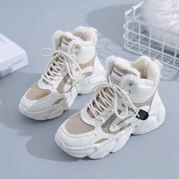 Botas de neve de Mulheres 2022 Nova de Inverno de Calçados femininos de Tubo Curto de Algodão Quente Sapatos de Pelúcia e Engrossado Esportes Sapatos Ankle Boots