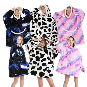 Cobertor Capuz para Adultos Dinossauro Meninas Pijamas Homewear Crianças Wearable Cobertores e Roupas de Inverno de Lã Familiar