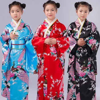 Crianças Meninas Japonês Tradicional Vestido De Impressão Quimono Oriental Ao Dai Yukata Vestes Kawaii Crianças Haori Harajuku Trajes Cosplay