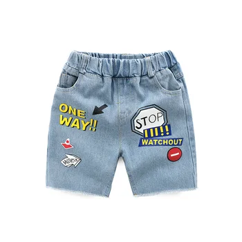 Crianças shorts jeans de lavagem água de furo Ripped jeans meninos garota Verão do algodão de babado jeans Stonewashed cowboy roupas roupa das Crianças
