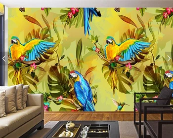 Custom vintage papel de parede, pintados à mão, flores e pássaros murais para a sala de estar, quarto, sala de jantar de parede decoração papel de parede