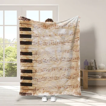 Decorativos de Cama Cobertores para o Inverno Vintage Nota de Música de Verão Cobertor Boho de Decoração de Casa de Xadrez de Decoração do Quarto Colcha Sofá