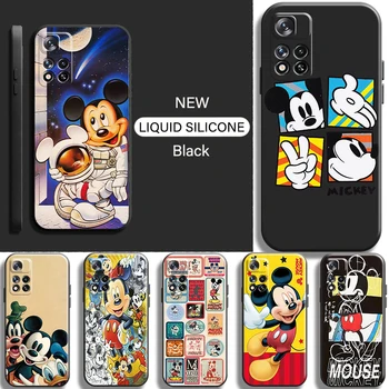 Dos desenhos animados de Disney do Mickey Mouse Para o Xiaomi Redmi Nota 11 11T 11S Pro 5G Caso de Telefone Preto Shell Líquido de Silício Coque à prova de Choque TPU
