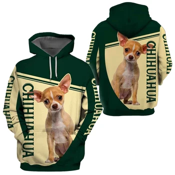 Engraçado Chihuahua 3D por Todo Impresso Hoodies Moda Pullover dos Homens Para as Mulheres Animal Camisolas Camisola
