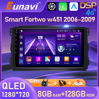 Eunavi Android automático auto-Rádio Estéreo Para Smart Fortwo W451 2006 - 2009 GPS de Navegação Multimédia 4G Carplay 2DIN 2 DIN dvd