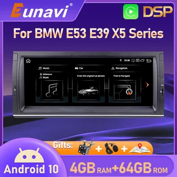 Eunavi Android Rádio do Carro Para BMW E39 X5 E53 GPS, Leitor Multimídia Autoradio Estéreo de 10,25 polegadas Carplay 1din 1 din dvd