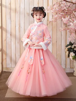 Filhos Bonitos Bordados Antigos Hanfu Chinês Linda Princesa Tradicional Vestido De Crianças Realizar Fantasias De Meninas Tang Terno