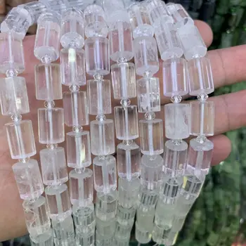 forma de coluna white rock quartzo grânulos de pedra natural grânulos de pedra DIY solta pérolas para confecção de bijuteria fio 15