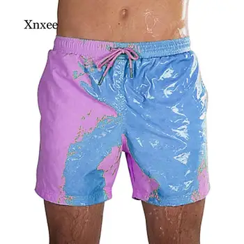 Homens Descoloração Praia de Natação Calças Avant-Garde Alterar a Cor da Moda o Shorts de Maiô Cintura Elástica Casual Calças Retas