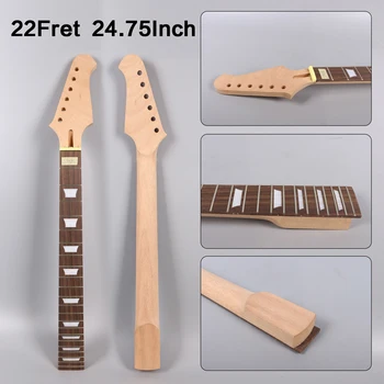 Inacabado 22Fret 24.75 em 628mm Elétrico braço da Guitarra de Mogno+Rosewood Fingerboard, feito à Mão