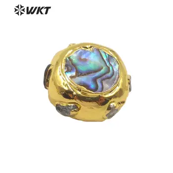 JFE46 QUENTES de verão de design natural abalone contas de ouro jóias de moda pulseira de miçangas redondas solta pérolas descobertas