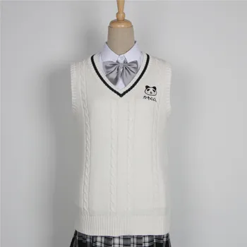 JK Colete escola japonesa uniforme do Colégio Britânico de Estilo JK Uniforme Bordado Panda V-pescoço do Bebê Casal Veste Camisola