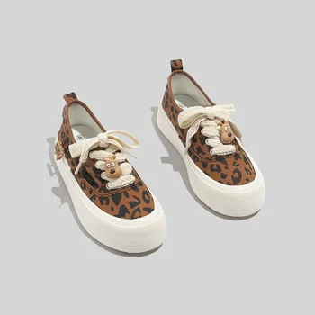 Leopardo Impressão de Sapatos de Lona de Mulheres 2022 Verão Novos desenhos correspondem Grosso com solado Casual Sapatos Desportivos da Moda de Todos-jogo Calçados femininos