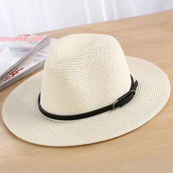 MAERSHEI verão as mulheres Velejador chapéu de praia feminino casual Panamá chapéu de palha senhoras clássico fivela do cinto de Jazz chapéu de sol das mulheres Fedora