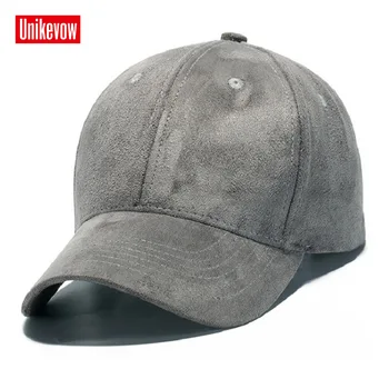 Marca UNIKEVOW A Camurça do Falso Boné de Beisebol Unisex Exterior Snapback Chapéu de Inverno sólido Caps Hip Hop chapéus para homens e mulheres