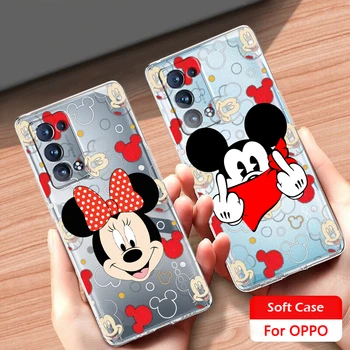 Minnie do Mickey de Disney Bonito Transparente Caso de Telefone Para OPPO Encontrar X5 X3 Neo Lite F21 Pro A96 A57 A74 A76 A72 A55 A54S A53 A16, A9